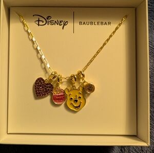 Disney Baublebar Winnie The Pooh  Valentine's Day Gold Charm Necklace New In Box
